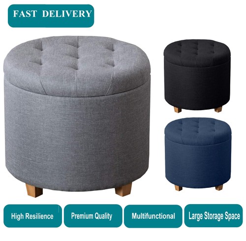 Round ottoman storage box with - ottoman,