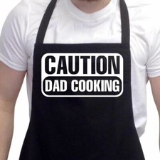 Funny BBQ Apron Novelty Aprons Father’s Day Apron for Men Caution Dad Cooking