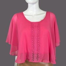 Love By Design Women's Pink Crop Top Boat Next Flowing Top NWT! Med & Large Size