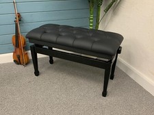*NEW* Gloss Black Adjustable Duet Piano Stool , Deep Sunk Buttons, Well Padded