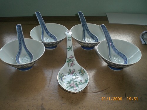 Chinese porcelain rice soup - porcelain, rice/soup