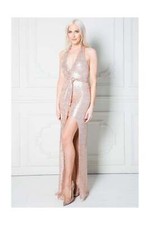 Stephanie Halterneck Sleeveless Sequin Maxi Dress