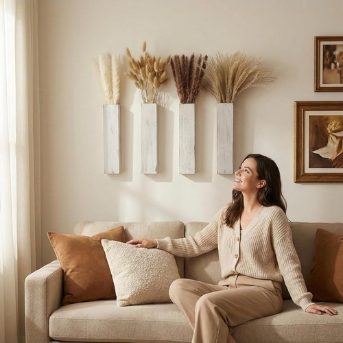 New wall vase set - of, wooden