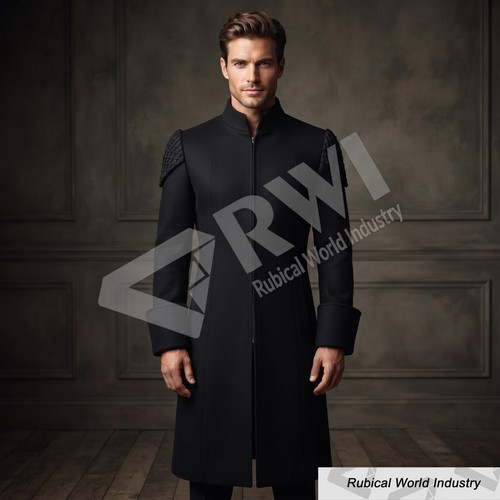 Navy blue victorian wool frock - navy,