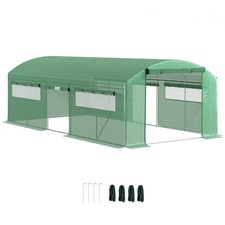 Outsunny Polytunnel Greenhouse with 3 Roll-up Doors, 6 x 3 x 2m, Green