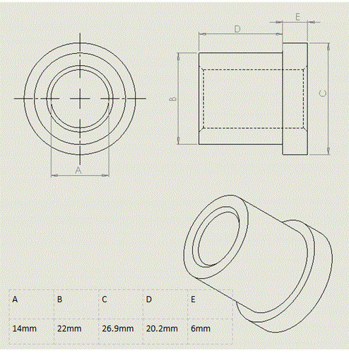Crusteel guide bush 22x14x27 - bush,
