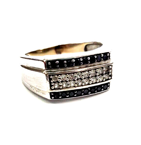 14k solid white - gold, black