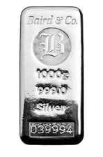 1kg 999.0 Silver Cast Bar – Baird & Co – Investment Silver Bullion – UK Seller