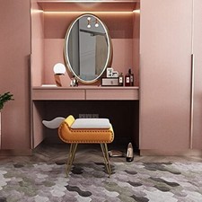 Modern Velvet Vanity Stool with Storage Square Makeup Chair with Metal Legs