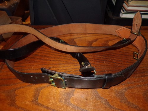 Swedish black leather military