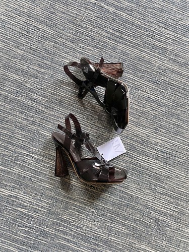 Zara brown vinyl high heel - brown,