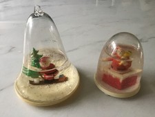 TWO VINTAGE - FATHER CHRISTMAS - CHILDREN WATER SNOW GLOBE DOMES