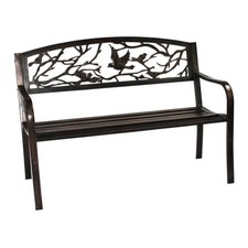 metal cast iron Garden Bench 2 Seater Patio Seating Furniture Seat bird back