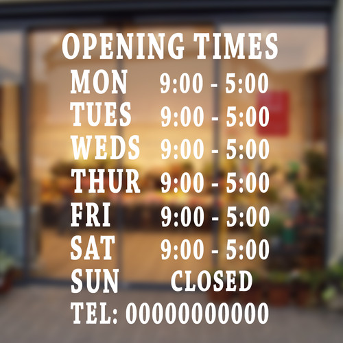 Opening times sign vinyl shop - sign,,