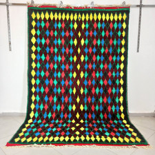 Vintage Moroccan Azilal Rug Handmade Berber Authentic Area Carpet Tribal Wool