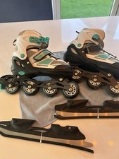 Inline Rollerblades With Changeable Ice Skating Blades. Adjustable Size 38-41