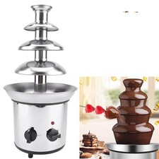 4 Tier Electric Chocolate Fondue Fountain Machine For Party Stainless Steel Gift