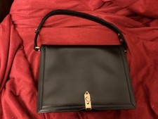 Launer London Top Handle Handbag in Black Leather