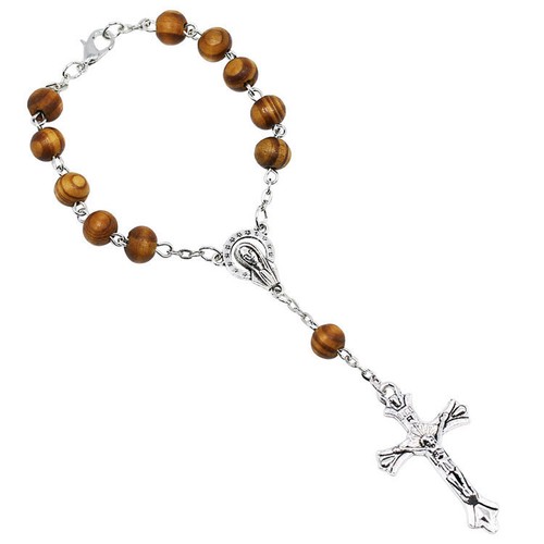 Brown wooden beads rosary - brown,