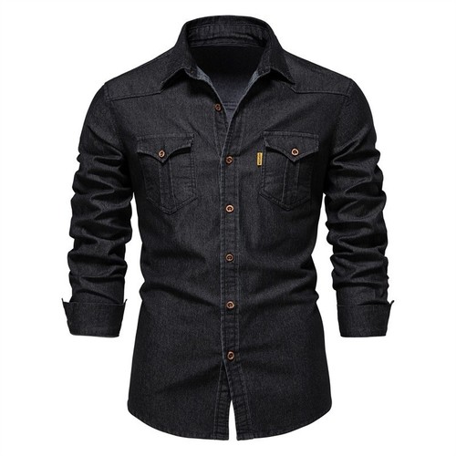 Elastic cotton denim shirt for - elastic,