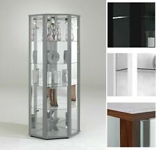 Luxury Space Corner Display Glass Cabinet- Available In  Black, Silver & Oak