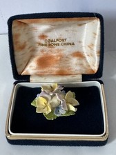 Vintage Coalport Bone China Yellow Blue Purple Flower Cluster Brooch