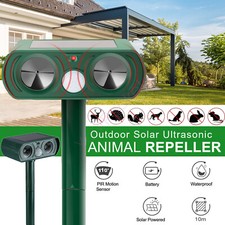 2X Solar Ultrasonic Cat Dog Repellent Fox Pest Scarer Deterrent Repeller Garden