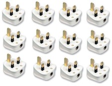 13 & 3 AMP UK 3 PIN FUSED BLACK WHITE MAINS PLUG 3A 13A 240 V SOCKET VARIOUS QTY