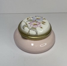 Lady Jane Porcelain Pill Box Flower Pink Hand Painted Hinged Lid