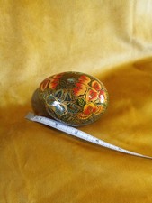 Vintage Hand Painted Papier Mache Decorative Egg Trinket Box 