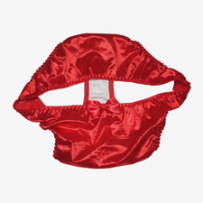 VTG Slippery Nylon Satin Panty Glossy Red Bikini Sissy Brief Size 8 Hip 42-45"