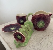 Vintage Shorter & Son Anemone Pottery set 4  jug rack pot saucer hand painted  