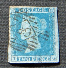 QV 1841 2d Penny Blue Imperf 4