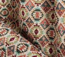 Moroccan Kilim Fabric Red Green Oriental Rug Tapestry Home Sofa Chair Upholstery