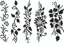 Flower Roses Leaves  Stencil