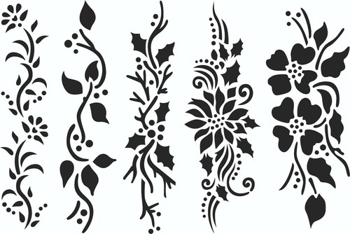 Flower roses leaves stencil - roses,