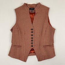 Moloh Jacket Vest Womens Size 14 Red Beige Wool 2023 Waistcoat Preppy England