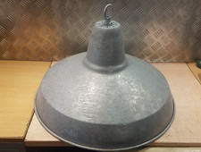 Large Industrial Style Pendant Light Lamp, Galvanised Shade, Vintage, 20"