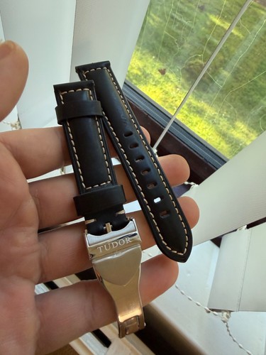 20mm tudor strap black leather - strap,