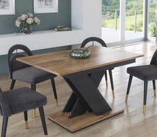 Modern Dining Table Extendable 120-160cm Oak Effect Tavolo 03 MDF