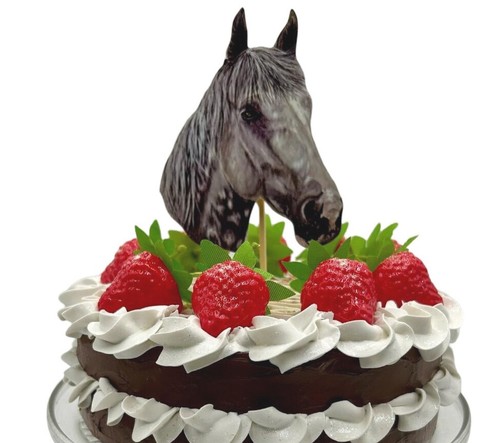Dapple grey horse cake topper - grey,