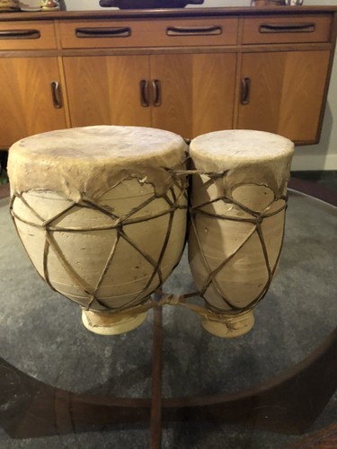 Clay african drums goat - clay, skin