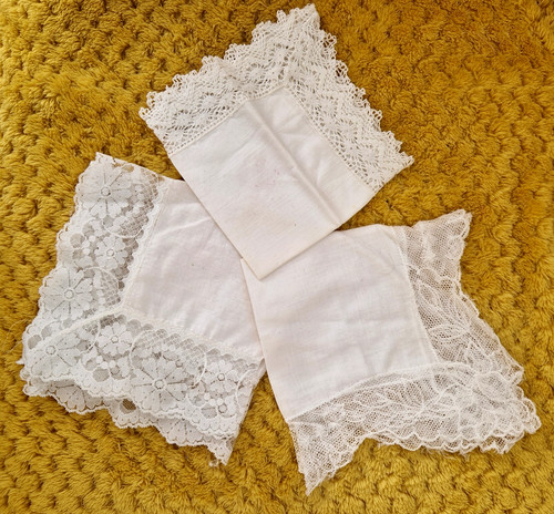 Vintage white handmade lace - white,