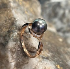 Clogau Welsh 18ct Rose Gold Tree of Life Tahitian Pearl Ring Size P Wales