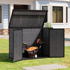 Wood Grain Garden Storage Utility Cushion Box Shed Waterproof Garbage Trash Bin