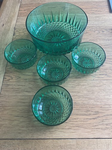 Vintage green glass bowl