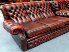 Genuine OxBlood WingBackButtoned Leather Chesterfield SofaSet 3+1-FREEdvy HA13DF