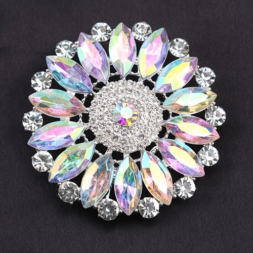 Multicolor rhinestone brooch - multicolor,