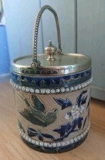 Doulton Lambeth Stoneware Sugar Bowl/Honey Pot by Emma Shute 1880.