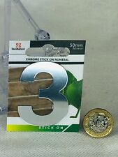 Number 3 Door Chrome Mirror Reflect Numeral 50mm Self Adhesive Sandleford